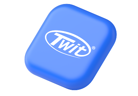 Tableta cuadrada azul con logo Twit® — protección prolongada